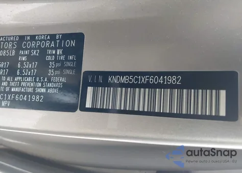 2015 Kia Sedona Lx из США, поврежденный, VIN KNDMB5C1XF6041982